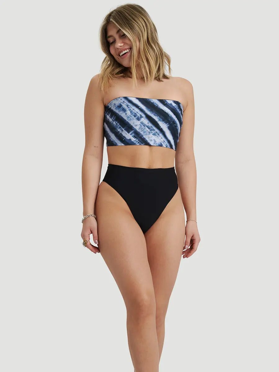 Bas De Bikini Taille Haute Noir Pour Femme - Coupe Rétro, Couverture Complète, En Microfibre (85% Nylon, 15% élasthanne)