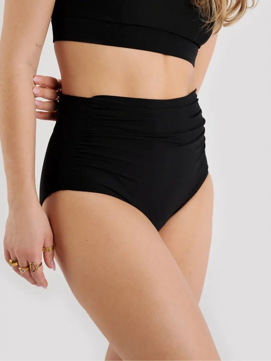 Glory High Rise Draped Bikini Bottom Black