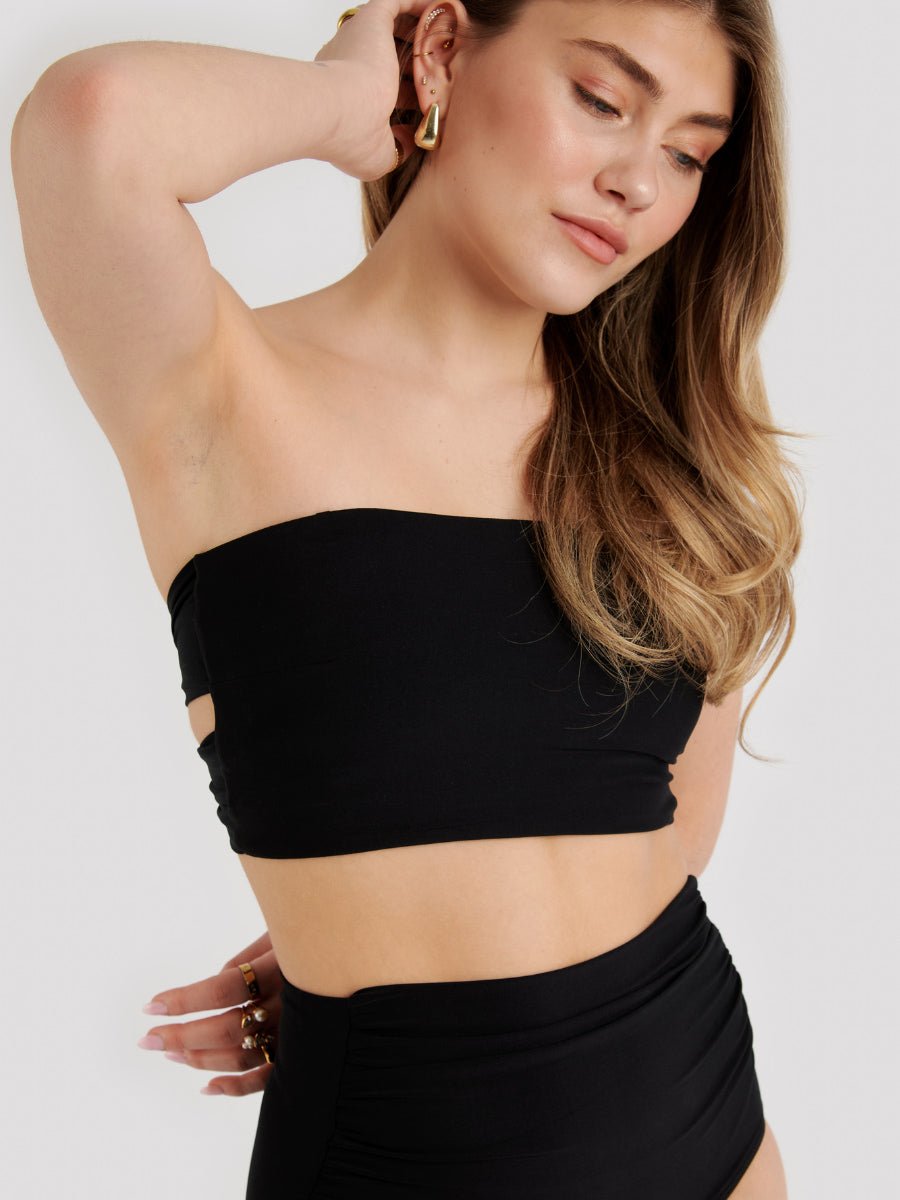 Sunny Bandeau Bikini Top with Removable Strap Black