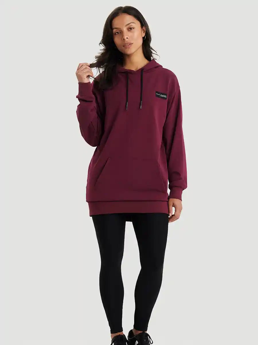 Women's Oversized Hoodie – Felted Burgundy ORAKI