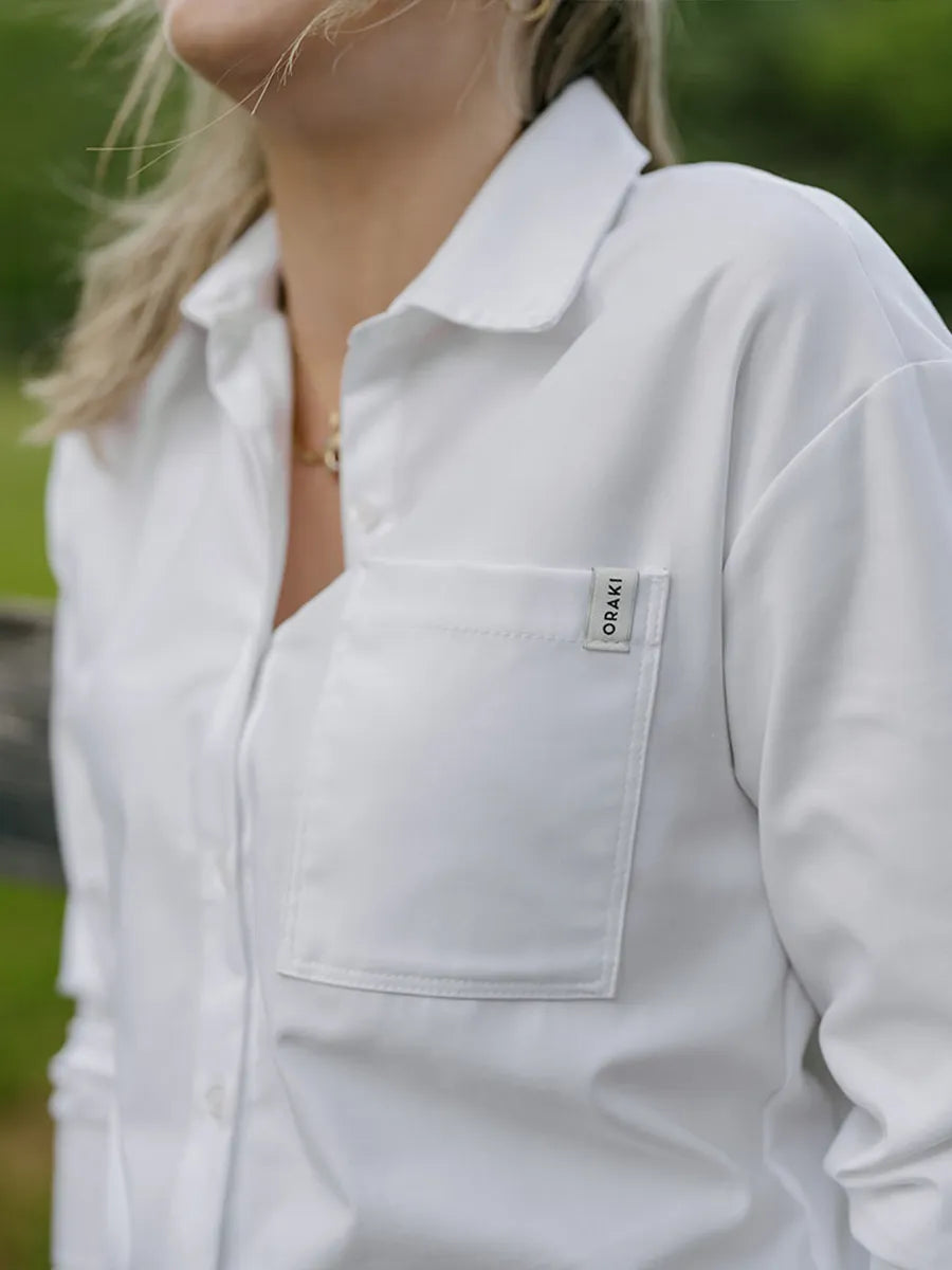 Chemise droite avec poche appliquée - Blanc