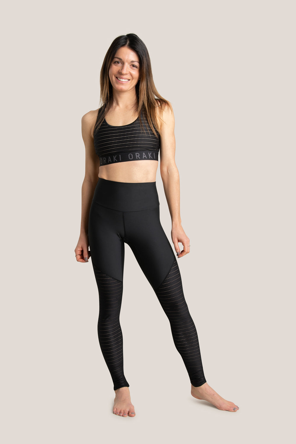 Legging Taille Haute avec Poches et Mailles Ecomove Noir ORAKI