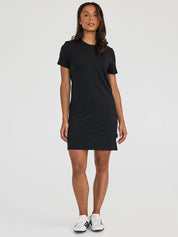 Robe manches courtes à col rond French terry Souplesse - Noir