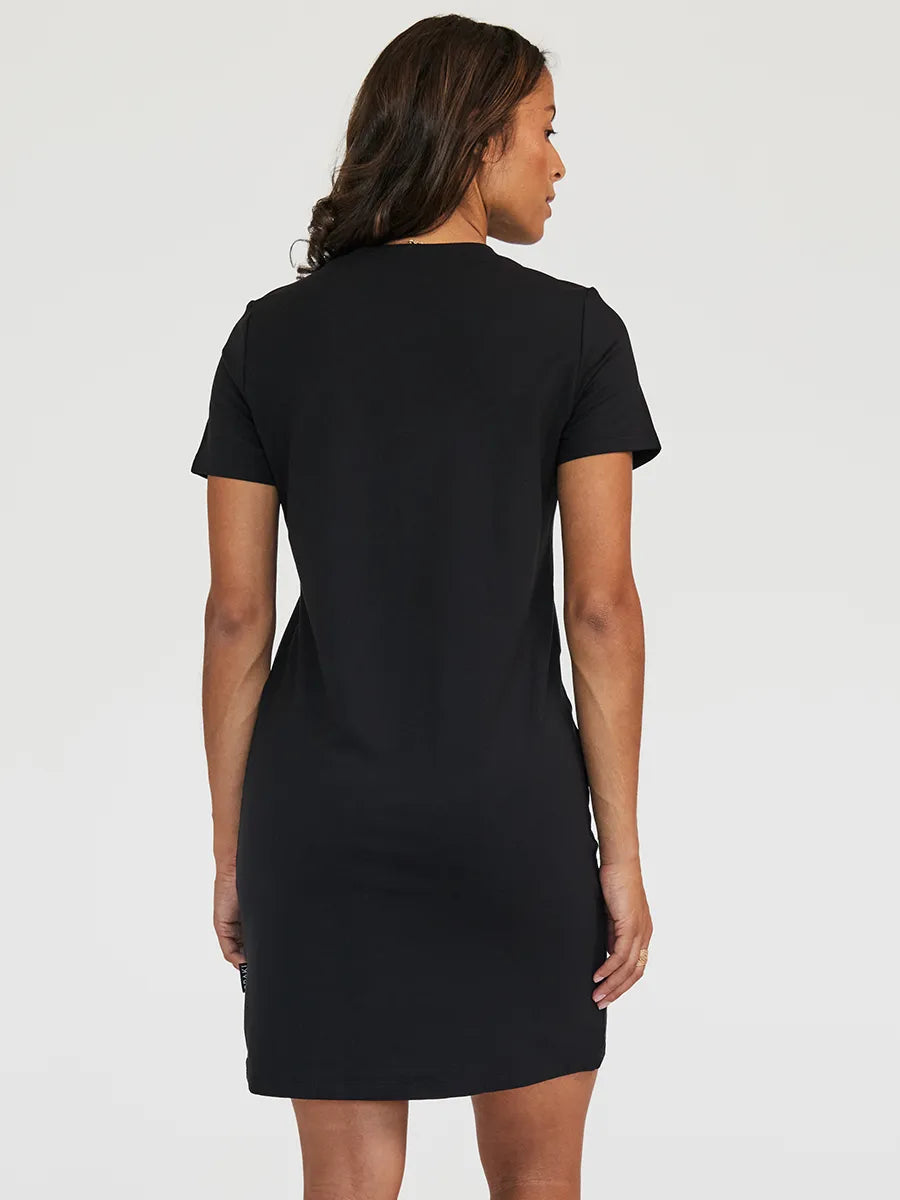Robe manches courtes à col rond French terry Souplesse - Noir