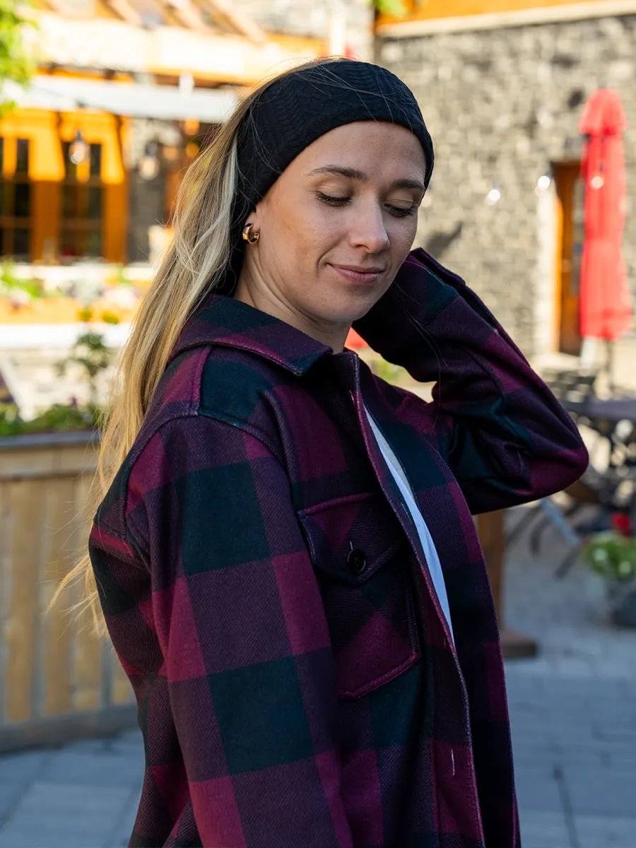 Bandeau effet tricot doublé polaire - Noir