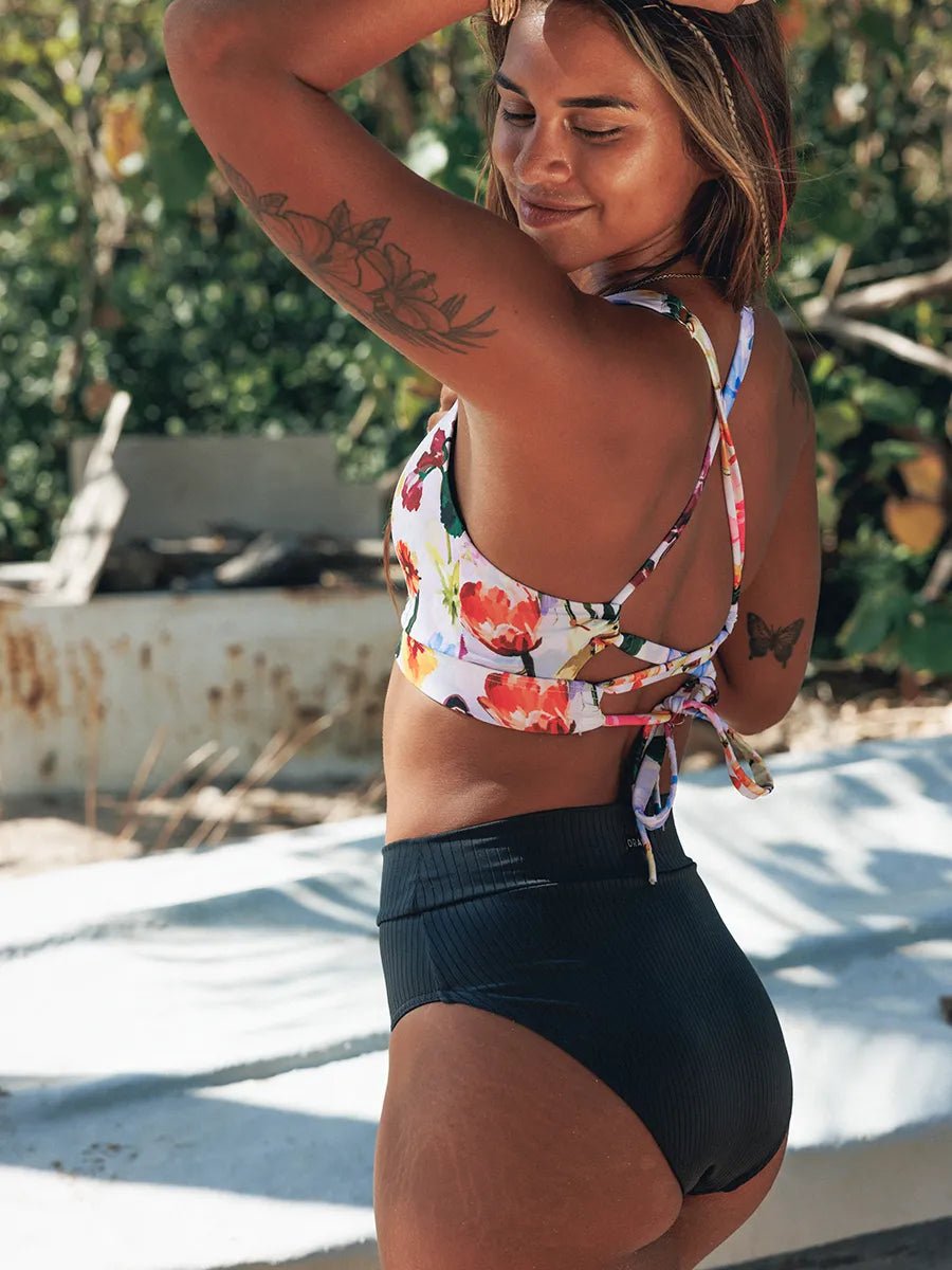 Bas de maillot taille haute Classique - Rib Noir
