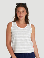 Camisole Jersey fluide - Rayures grises chinées