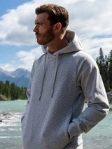 Chandail à capuchon à texture mixte pour homme - Gris pâle chiné
