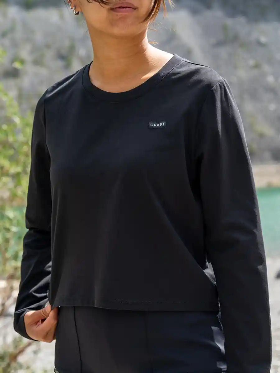 Chandail col rond à manches longues Jersey Fluide - Noir