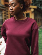 Chandail col rond ample imprimé Fleece Feel Good - Bordeaux chaud