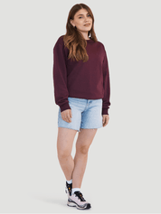 Chandail col rond ample imprimé Fleece Feel Good - Bordeaux chaud