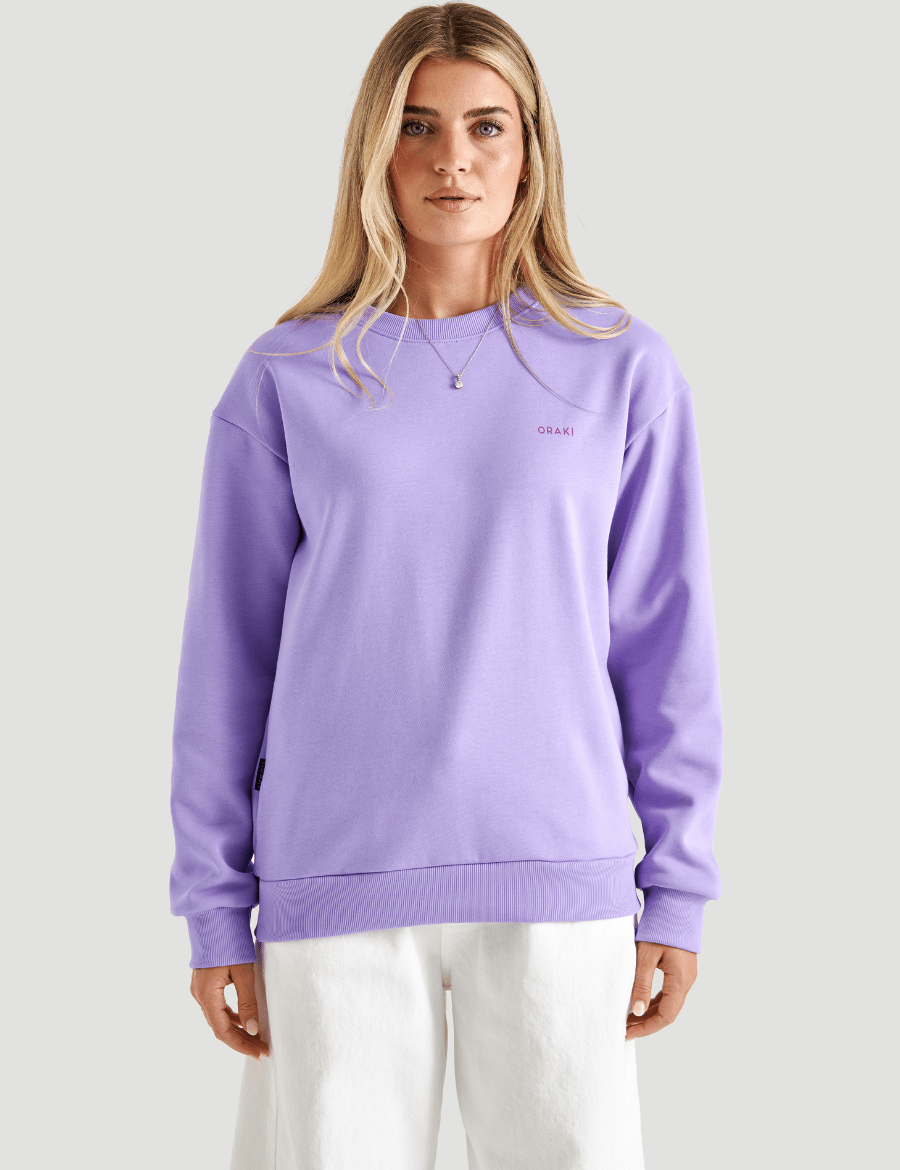 Chandail col rond ample imprimé Fleece Feel Good - Intention lila