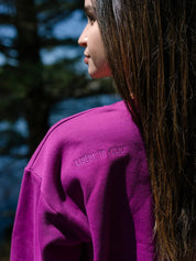 Chandail col rond extra ample French terry - Magenta