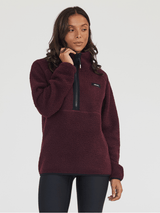 Sherpa Comfort High-Neck Half-Zip Sweater - Warm Bordeaux