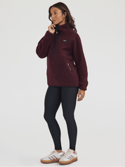 Chandail demi-zip à col montant sherpa Confort - Bordeaux chaud