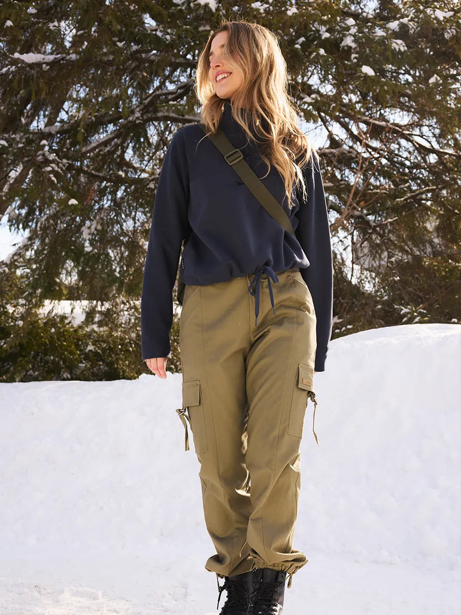 Chandail demi-zip cordon à la taille en Chevron texturé - Coastal