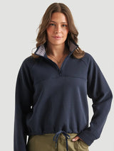 Chandail demi-zip cordon à la taille en Chevron texturé - Coastal