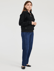 Chandail demi-zip texturé - Noir