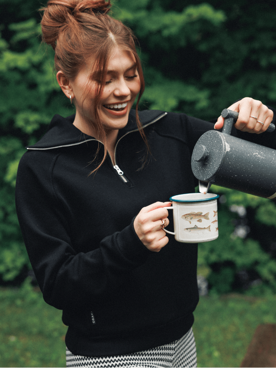 Chandail demi-zip texturé - Noir