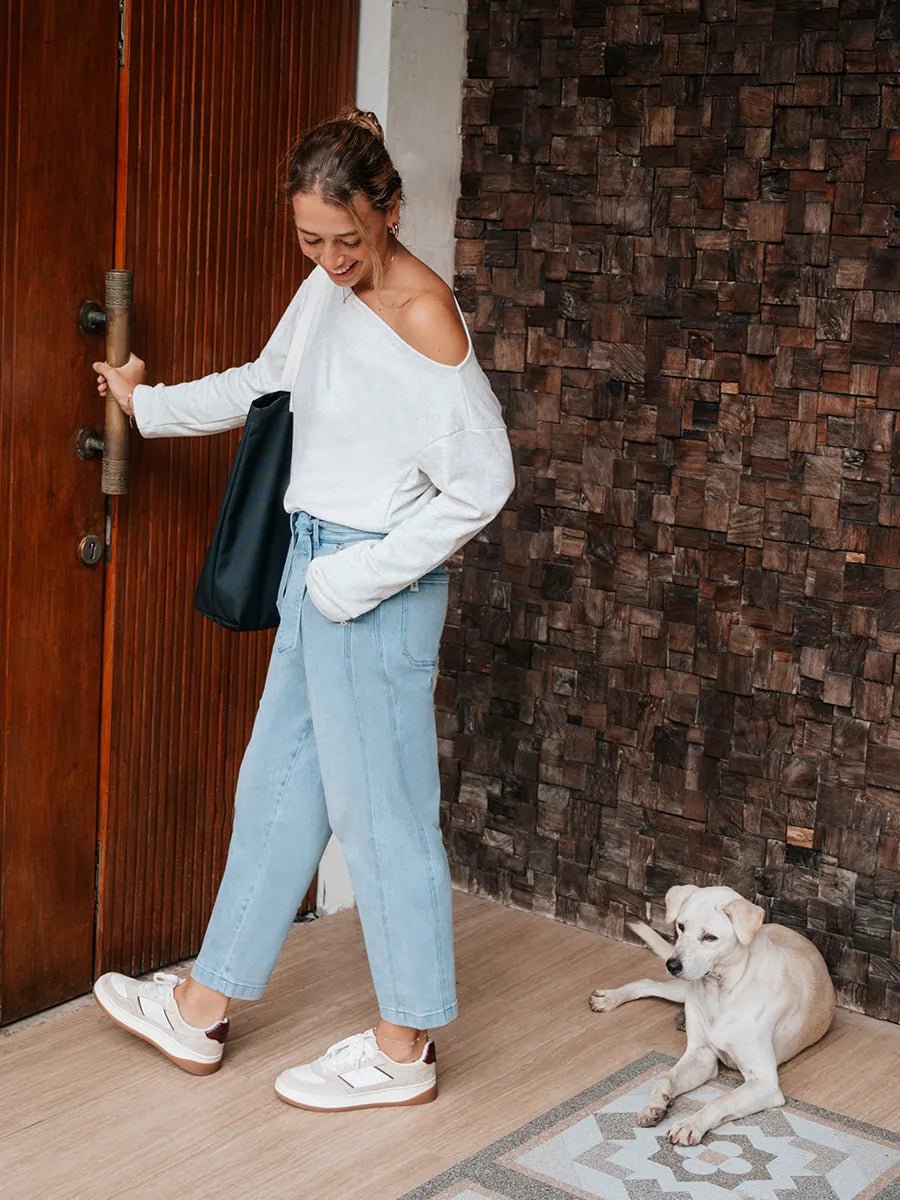 Chandail épaule dévoilée Terry Stretch - Gris chiné