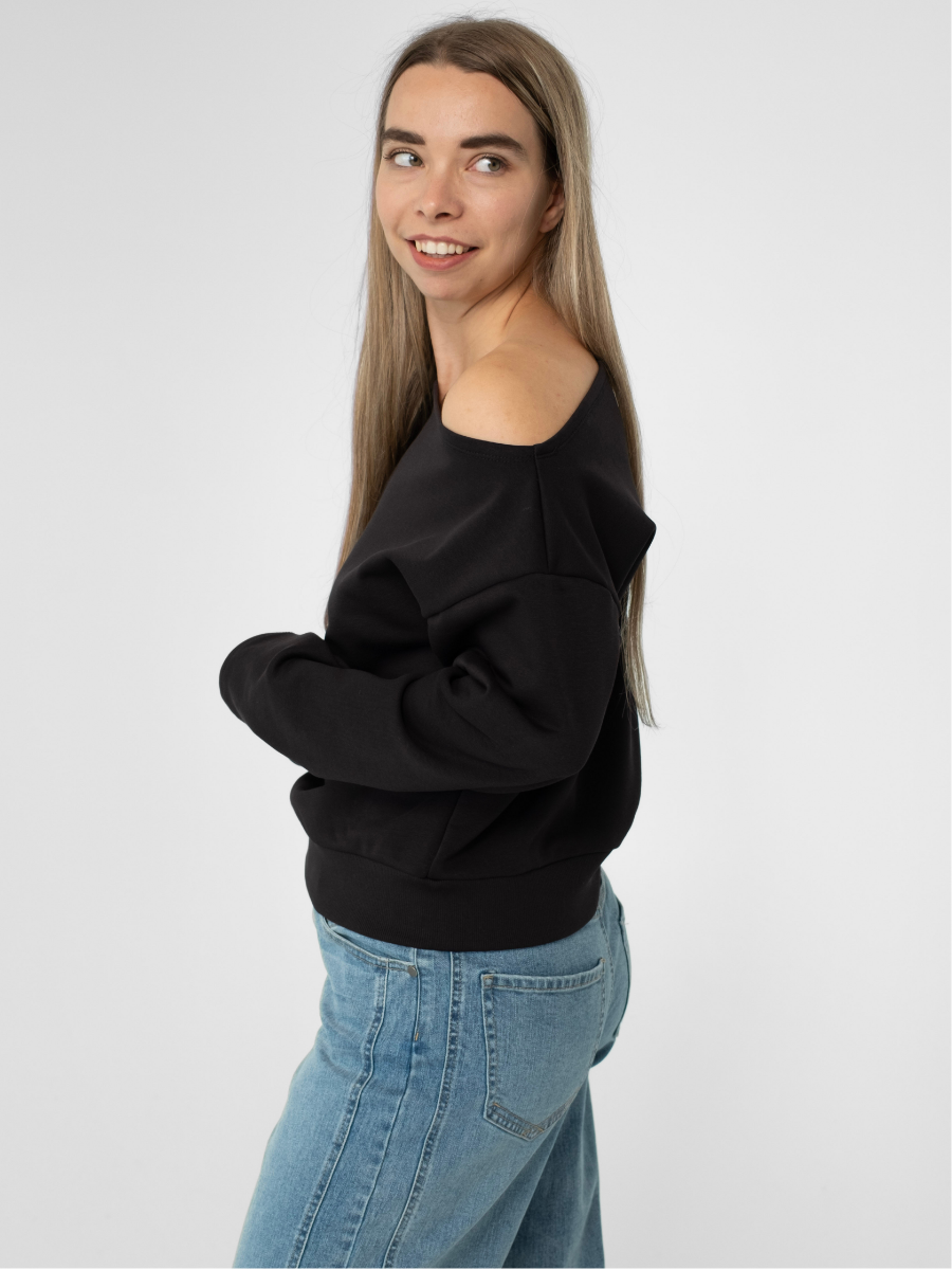 Chandail épaule dévoilée Terry stretch - Noir