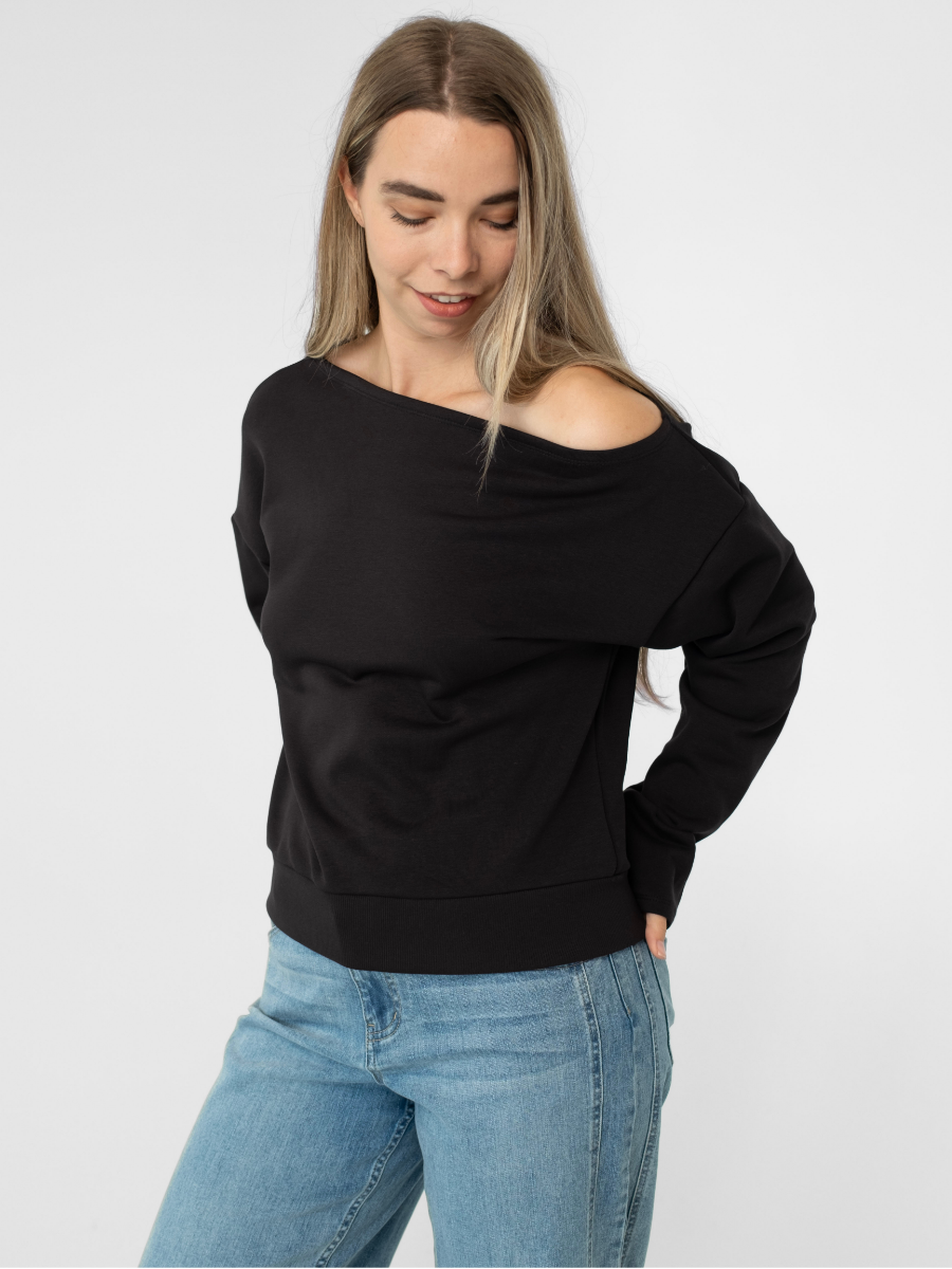 Chandail épaule dévoilée Terry stretch - Noir