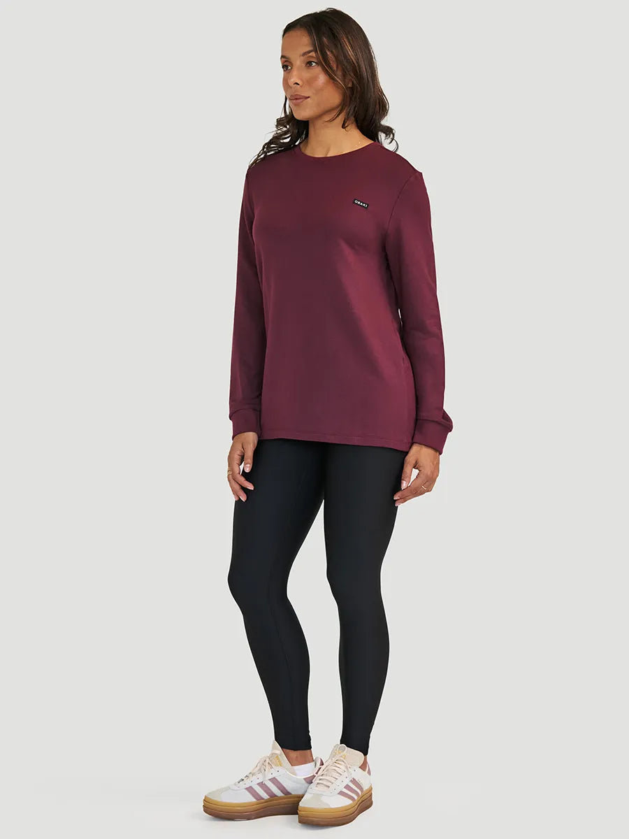 TLJ Souplesse French Terry Long-Sleeved Sweatshirt - Warm Bordeaux