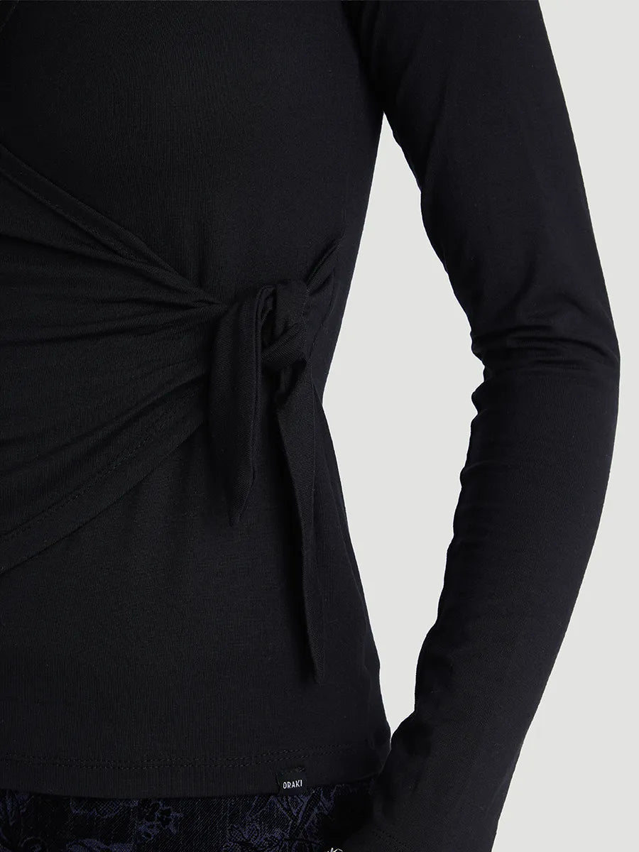 Chandail portefeuille à manches longues SoftTouch - Noir