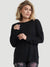 Ecovero™ Relax Back V-Neck Long-Sleeves Sweater - Black