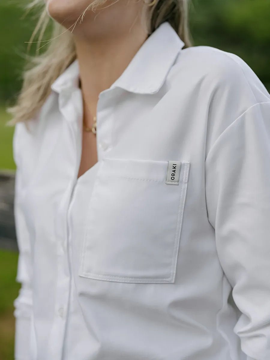 Chemise droite avec poche appliquée - Blanc
