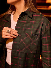 Chemise droite avec poche appliquée - Carreaux chic rustique