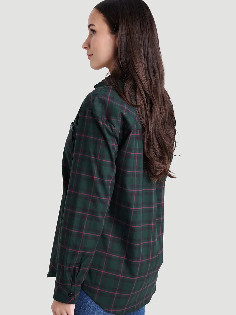 Chemise droite avec poche appliquée - Carreaux chic rustique
