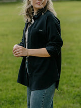 Chemise longue flowy très ample - Noir