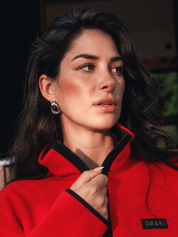 Demi-zip contrastant polaire Heat - Cardinal