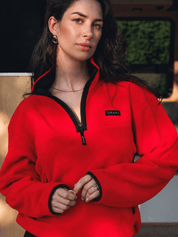 Demi-zip contrastant polaire Heat - Cardinal