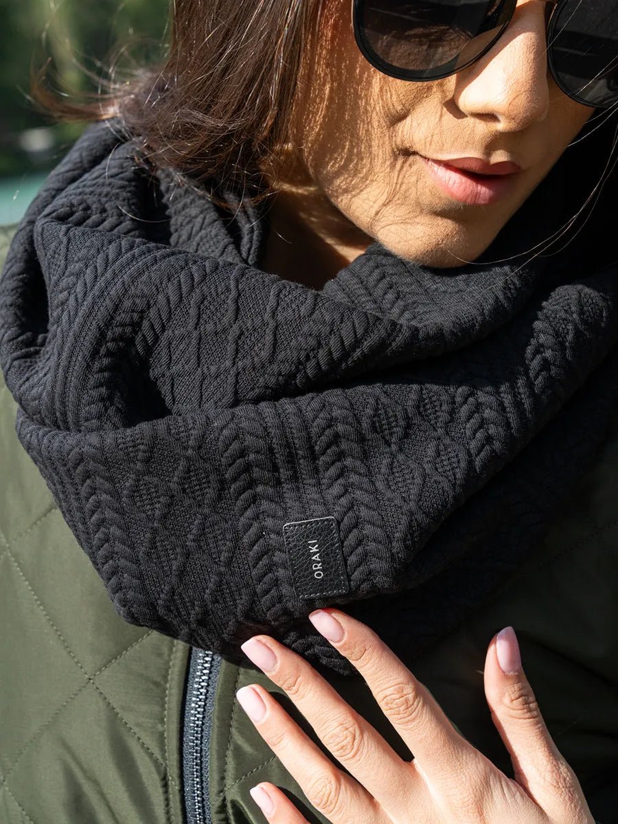 Foulard infini effet tricot - Noir