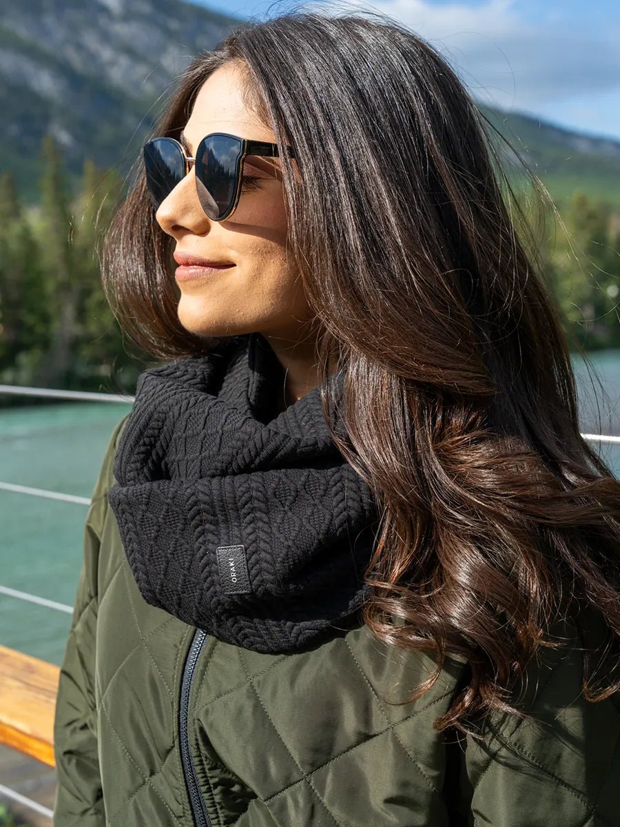 Foulard infini effet tricot - Noir