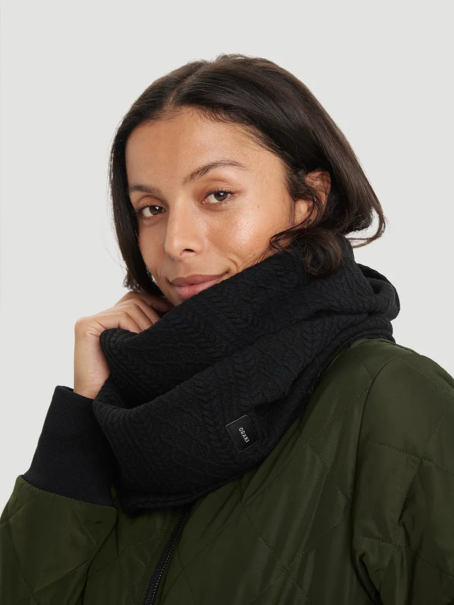 Foulard infini effet tricot - Noir