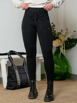 Jegging Ponte Contour 2.0 à large bande de taille avec poches appliquées - Noir