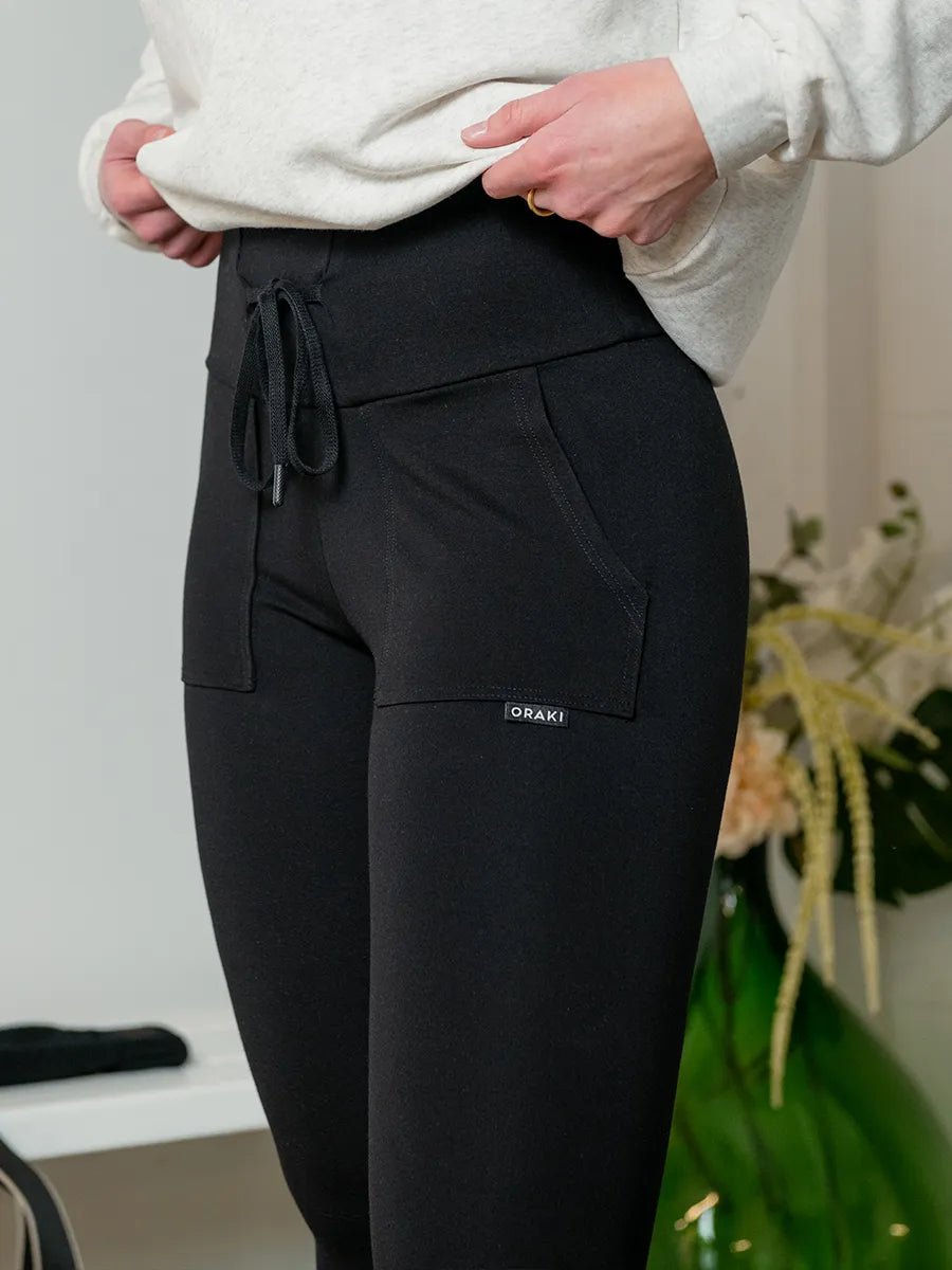 Jegging Ponte Contour 2.0 à large bande de taille avec poches appliquées - Noir