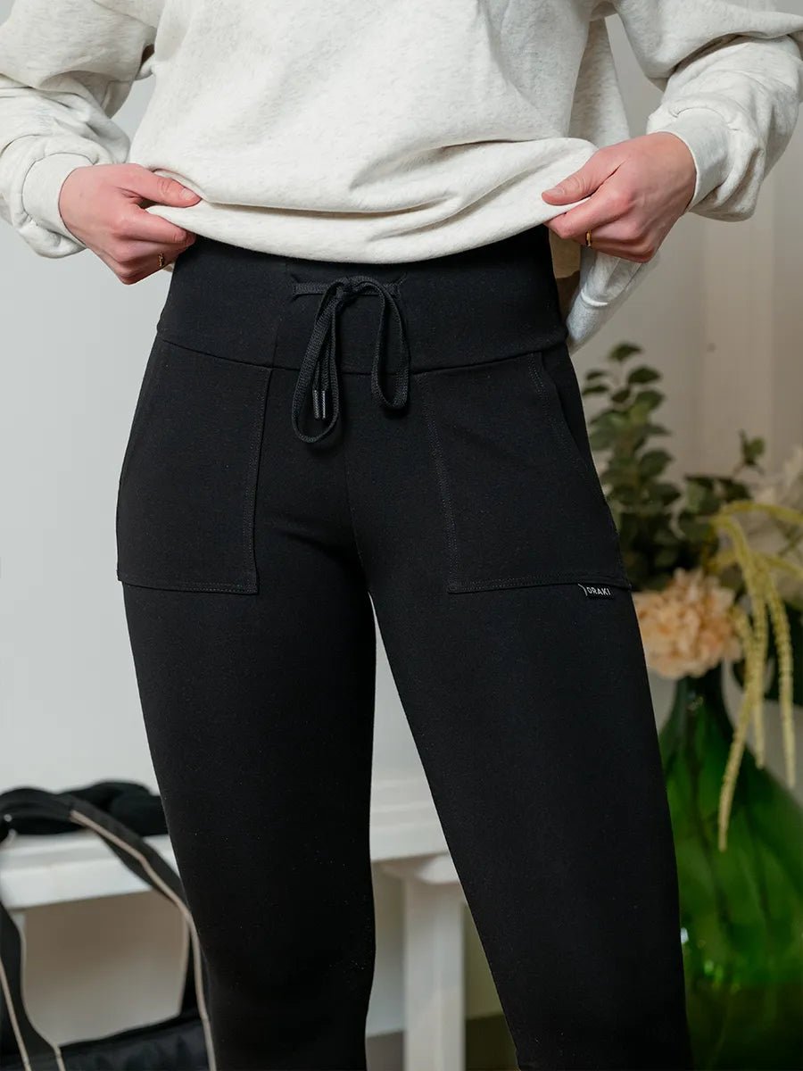 Jegging Ponte Contour 2.0 à large bande de taille avec poches appliquées - Noir