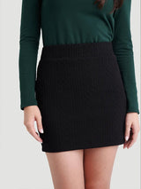 Short Cable-Knit Skirt - Black