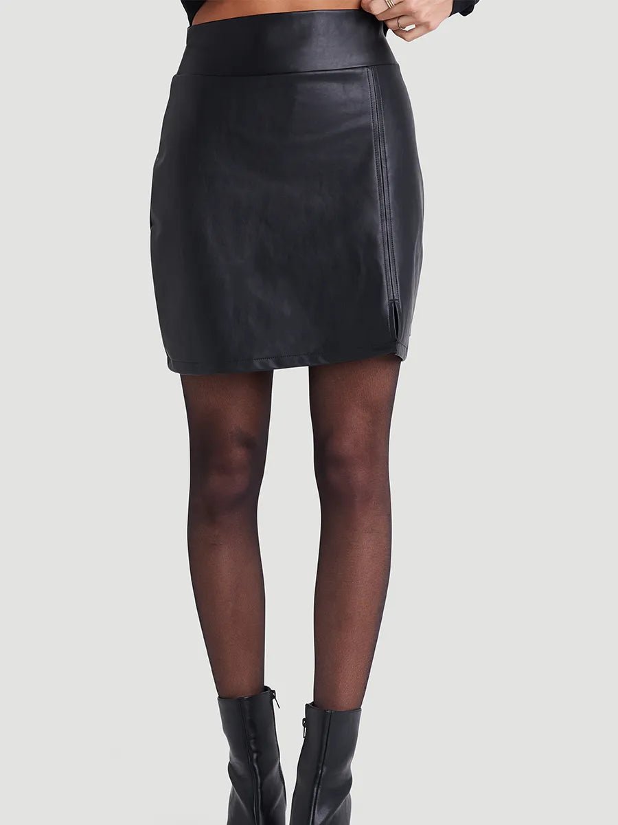 Jupe droite taille haute avec fente Ecochic - Noir