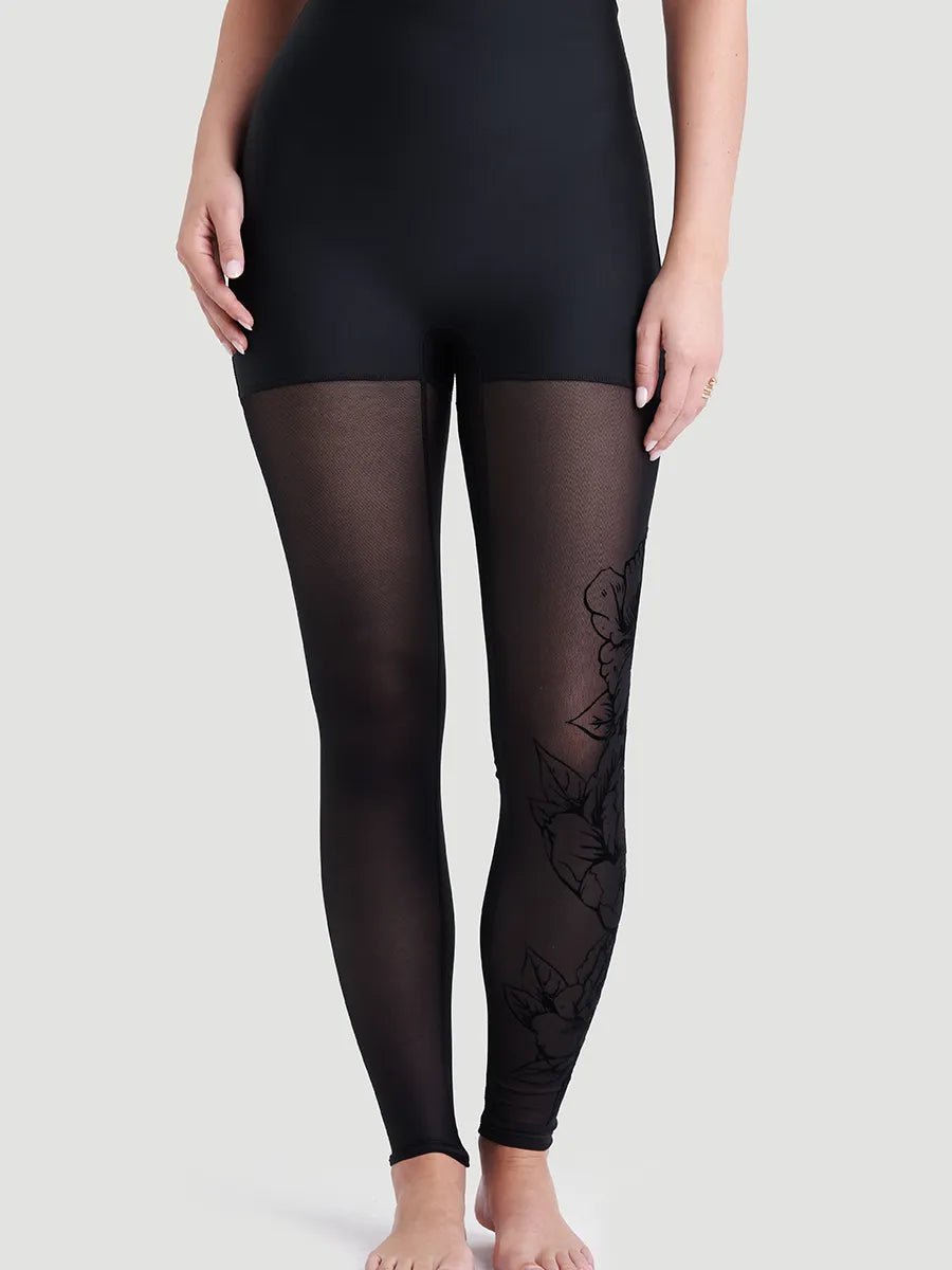 Legging collant sculptant ultra taille haute Ecomove avec flocage - Noir