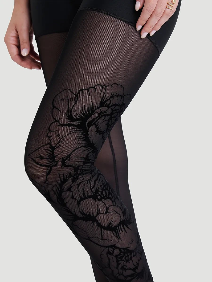 Legging collant sculptant ultra taille haute Ecomove avec flocage - Noir