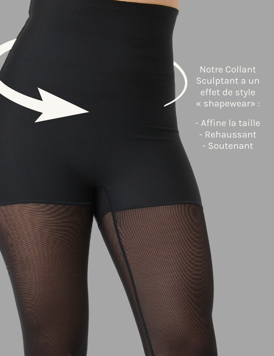 Legging Collant Scupltant Ultra Taille Haute Ecomove - Noir