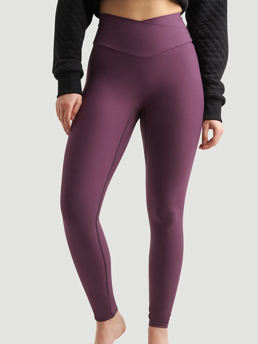 Legging taille haute croisée Ecocurve - Prune clair