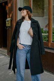 Manteau long cintré trench - Noir