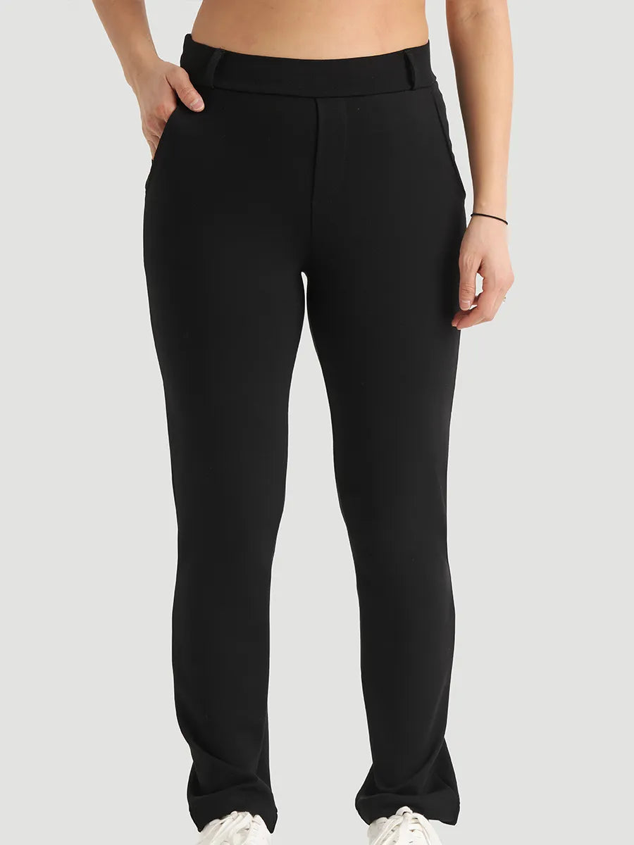 Pantalon à jambes étroites Ponte Contour - Noir