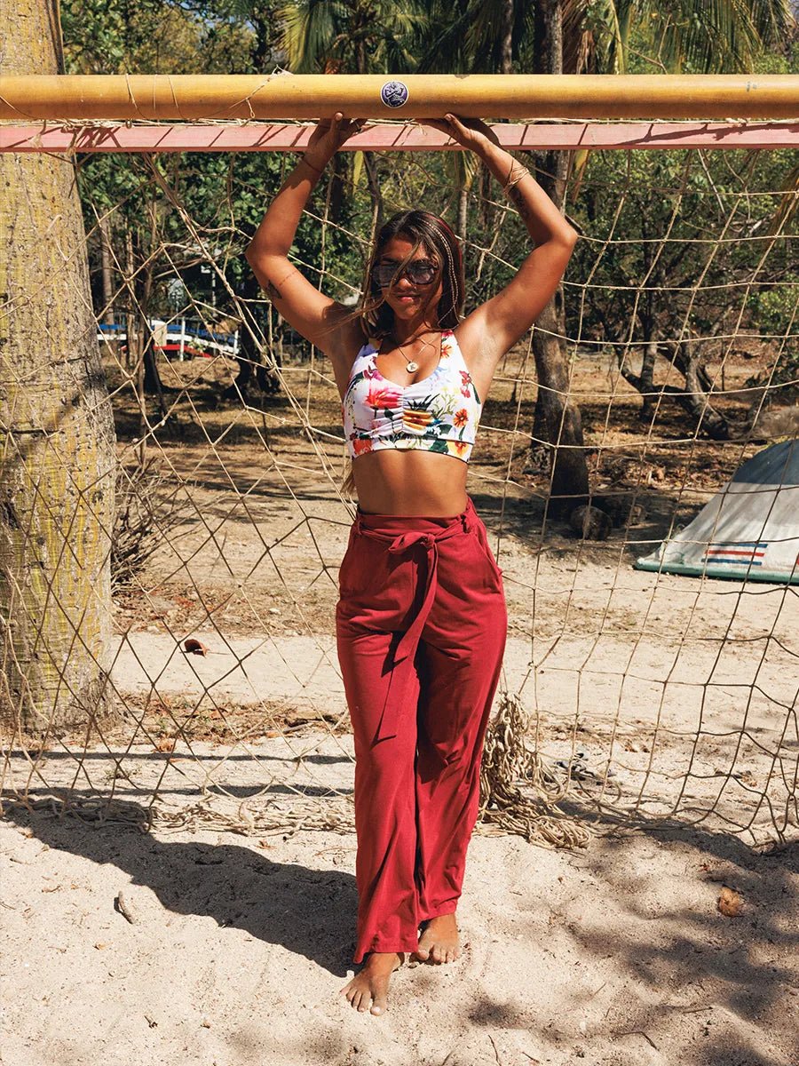 Pantalon à jambes larges avec ceinture 29" Naïa™ - Sangria